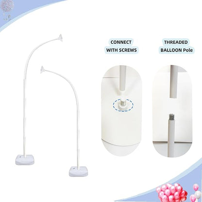 Balloon Arch Stand Kit 9ft &5.6ft,Heavy Duty Base With Water Filling Bag,White Bendable Half Arch Balloon Arch for Birthdays Holiday Decorations And Other Indoor And Outdoor Parties No Balloons