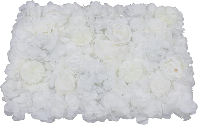 Gdrasuya10 6pcs Realistic Flower Wall Background Artificial Flowers Wall Backdrop Panel 3D Silk Rose Fake Flower Wall Panel Banquet Wedding Party Decor, Photography Background 60 x 40 cm
