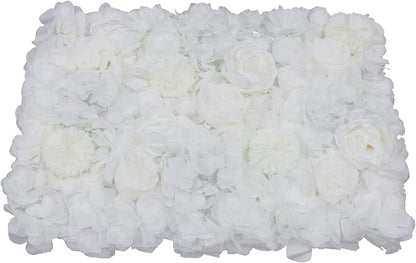 Artificial Flower Wall Panels, Silk Wedding Flower Wall Backdrop Panel, 3D Floral Panel Artificial Floral Wall Mat Flower Screen for Photo Party Wedding Wall Background Decor (6PCS Ivory White)