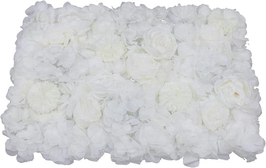 Artificial Flower Wall Panels, Silk Wedding Flower Wall Backdrop Panel, 3D Floral Panel Artificial Floral Wall Mat Flower Screen for Photo Party Wedding Wall Background Decor (6PCS Ivory White)