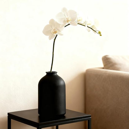 Large Black Ceramic Vase – Modern Matte Flower Vase for Table, Shelf, Mantel, Bathroom, Coffee Table, Centerpieces – Wabi Sabi Home Decor, Minimalist Decorative Accent for Living Room, Office, Dining