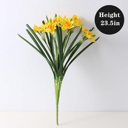 Artificial Flowers for Vases 20.5 Inch 10 Stems，Silk Dried Fake Mums Bouquet Indoor Faux Floral Arrangements for Decoration (Yellow-a)