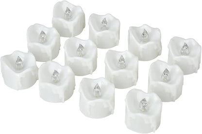 eLander LED Tea Lights Flameless Candle with Timer, 6 Hours on and 18 Hours Off, 1.4 x 1.3 Inch, Warm White, [12 Pack] (New Warm White)