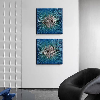 YaSheng Art - 3D Metallic Bead light Blue and Silver Texture Oil Painting on Canvas Abstract Art Pictures Canvas Wall Art Paintings Modern Home Decor Abstract Paintings Ready to hang 30x30inch