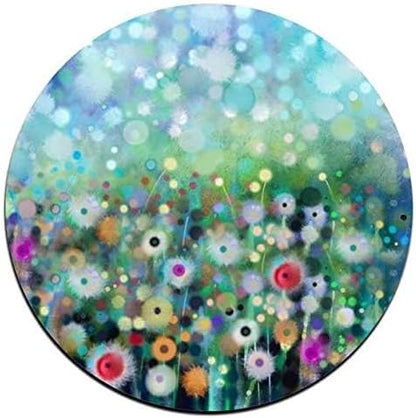 Watercolor FlowersRound Coaster Set - Made of Recycled Rubber - Set of 4