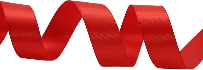 Red Double Faced Satin Ribbon 1 inch Flower Boutique Gift Wrapping Ribbon 25mm 100yards Continuous Fabric Silk Bow Ribbon- DIY Crafts Hair Headband-Sewing-Wedding Decorations-Valentine's Day