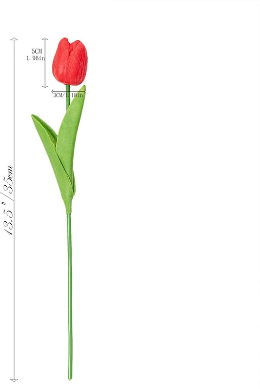 KAOYOO 18PCS Artificial Tulip Flowers Bouquet - Faux Latex Tulips for Home Decor,Office Desk,Kitchen Table,Wedding Centerpiece,Party,Spring Decoration(Red,18 Pack)