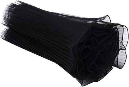 Black Korean Fresh Flower Wrapping Mesh Paper Bouquet Floral Packaging Paper Wrinkled Wavy Net Yarn Valentine's Day Flower Shop Supplies Wedding Birthday Decoration 11 X 162 inches/bag (black)