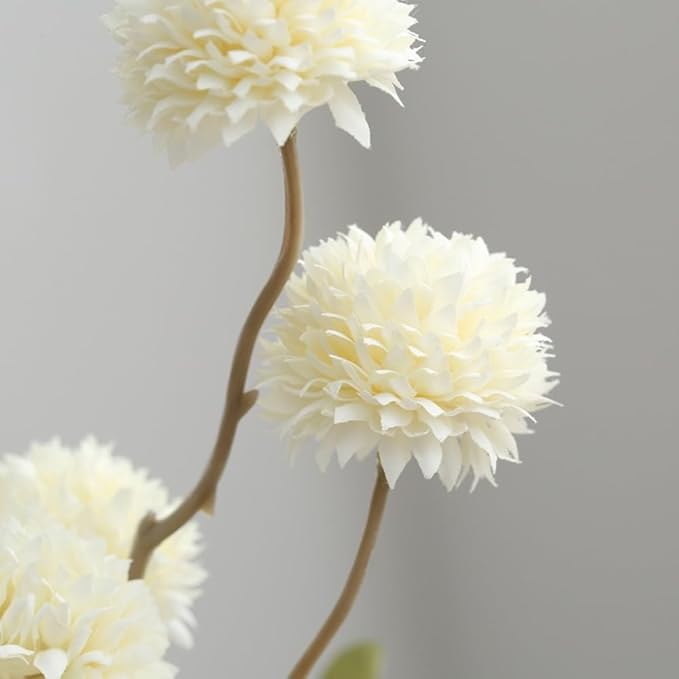Artificial Flowers for Vases 20.5 Inch 10 Stems，Silk Dried Fake Mums Bouquet Indoor Faux Floral Arrangements for Decoration (White)