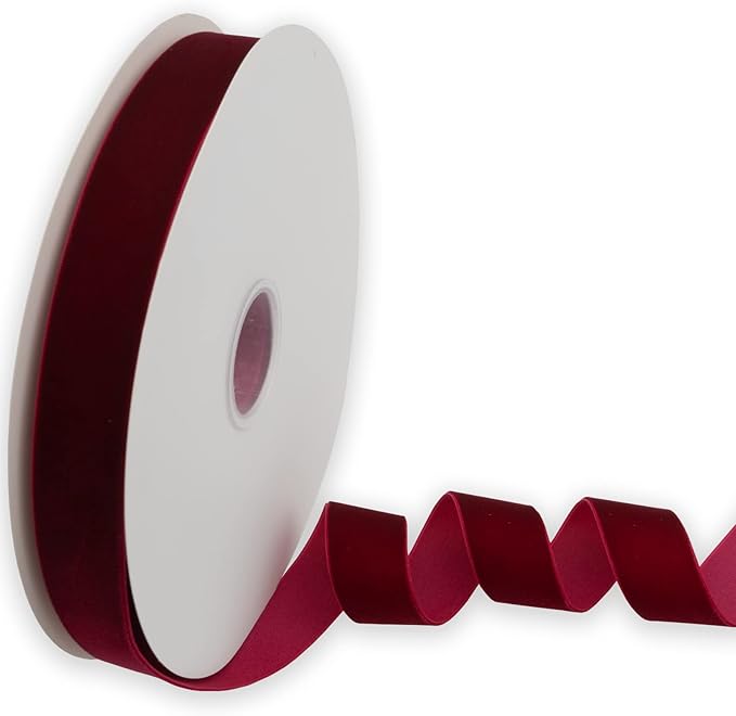 Nylon Velvet Ribbon Single Faced,1 Inch X 25Yards Spool (Hot Red)