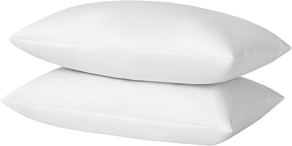 Basic home14x24 Decorative Throw Pillow Inserts-Down Feather Pillow Inserts-Oblong-Cotton Fabric-Set of 2-White.