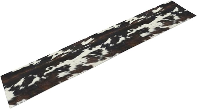Cow Print Table Runner, Black White Cowhide Print Western Style Table Runner Country Farmhouse Cottage Cow Patten Table Decoration for Home Kitchen Dining, 13x90 Inch