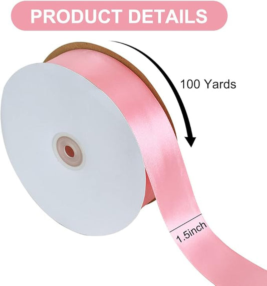 TONIFUL 1-1/2 Inch (40mm) x 100 Yards Rose Gold Wide Satin Ribbon Solid Fabric Ribbon for Gift Wrapping Chair Sash Valentine's Day Wedding Birthday Party Decoration Hair Floral Craft Sewing