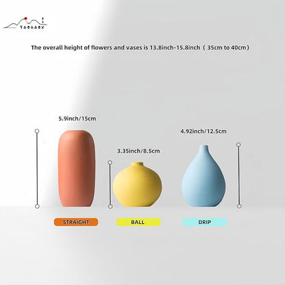 Small Multi Color Ceramic vase Set 3 Modern and Minimalist Decorative for Home Decor, Office, Modern, Classical, Creative Shelf, Table, Bookshelf, Entryway, Coffee Table Decor