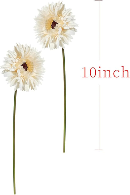 Letjolt Artificial Gerbera Daisy Flowers African Daisy Beige Silk Flowers Home Decorations Faux DIY Bouquet for Wedding Engagement Centerpieces Arrangements