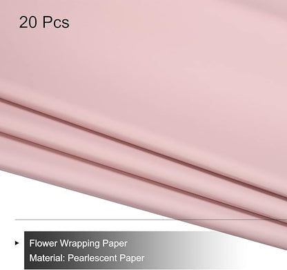 MECCANIXITY 20 Pcs Flower Wrapping Paper 22.8x22.8 Inch Waterproof Florists Wrapping Paper for Florist Bouquet Supplies, DIY Crafts, Gift/Gift Box Packaging Gray Pink