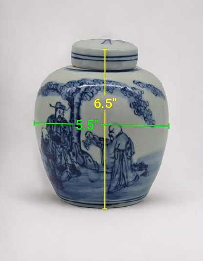 Retro Antique Like Style Blue and White Porcelain ancients Ceramic Covered Jar Vase, Ginger Jar,China Ming Style, Jingdezhen (LJ8)