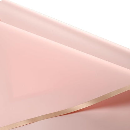 Bupduq 30 Sheets Pink Gold Edge Flower Bouquet Wrapping Paper，Florist Supplies Waterproof Floral Bouquet Wrapping Paper Bouquet Accessorie，Flower Shop Packaging Pape for DIY Gift Wedding Birthday