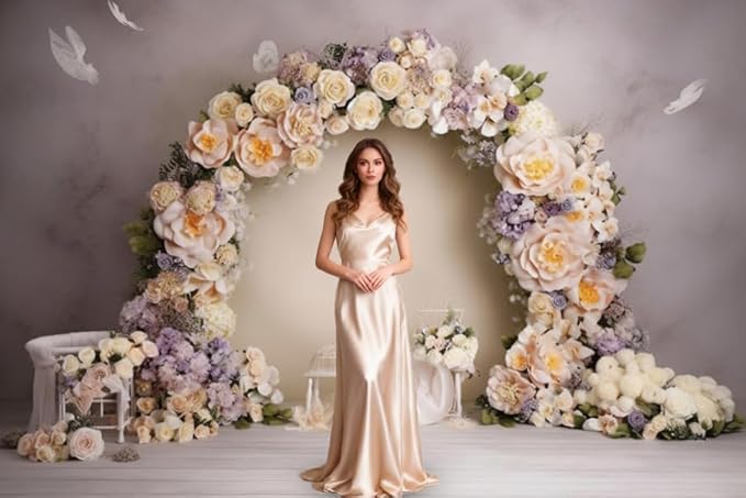 Leowefowa Wedding Flower Wall Backdrop Retro Arch Pink Floral Wall Backdrop Background for Wedding Anniversary Birthday Party Decorations Banner Studio Props 10x8ft Vinyl