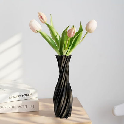 Black Ceramic Decorative Vase, Nordic Modern Irregular Shape Flower Vase for Home Decor, Simple Artistic Centerpiece for Dining Table or Coffee Table