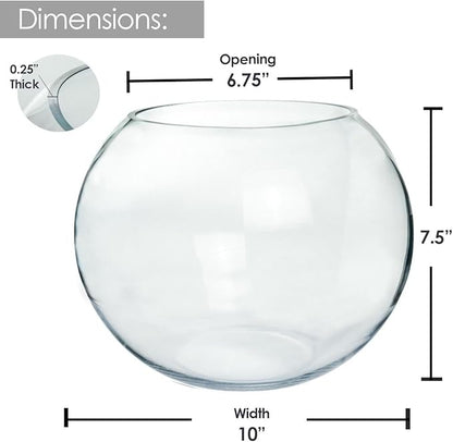Craft And Party, Glass Bubble Vase, 8" Height x 10" Width, Set of 4 Glass Fish Bowl Vase, Bubble Bowl vase for Terrarium, Flower Vase Centerpiece