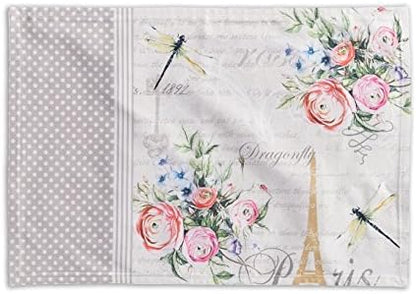 Maison d' Hermine Placemats Set of 2 100% Cotton Washable Cloth Place Mats, Reusable Table Mats for Kitchen Dining Decoration, Party, Wedding, Restaurant Spring/Summer (Champ De Mars, 13" x 19")