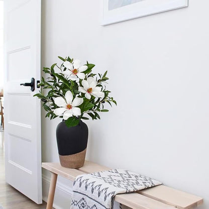 Briful Faux Greenery Stems 27in Artificial Olive Branches with Magnolia Flowers Spray Mixed Floral Greenery Bouquet for Home Vase Table Centerpiece Wedding Decoration