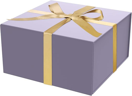 Gift Box 8x8x4 Inch with Magnetic Closure Lid Purple Gift Box For Presents,Birthday box,Magnetic Box for Wrapping Gifts(Purple)