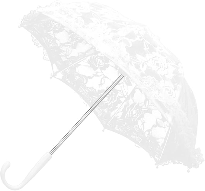 Hilitand Lace Umbrella White Embroidery Fashion Romantic Wedding Party Photography Decoration Umbrella Lightweight Mesh Parasol Lace Umbrella