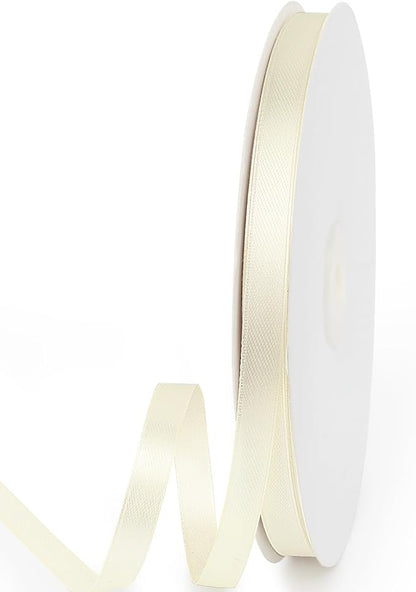 3/8" x 100 Yards Satin Ribbon - Ivory Silk Ribbon with Spool - Ideal for Gift Wrapping, Floral Bouquets, Crafts, Wedding Party Decorations, Christmas and Sewing Projects