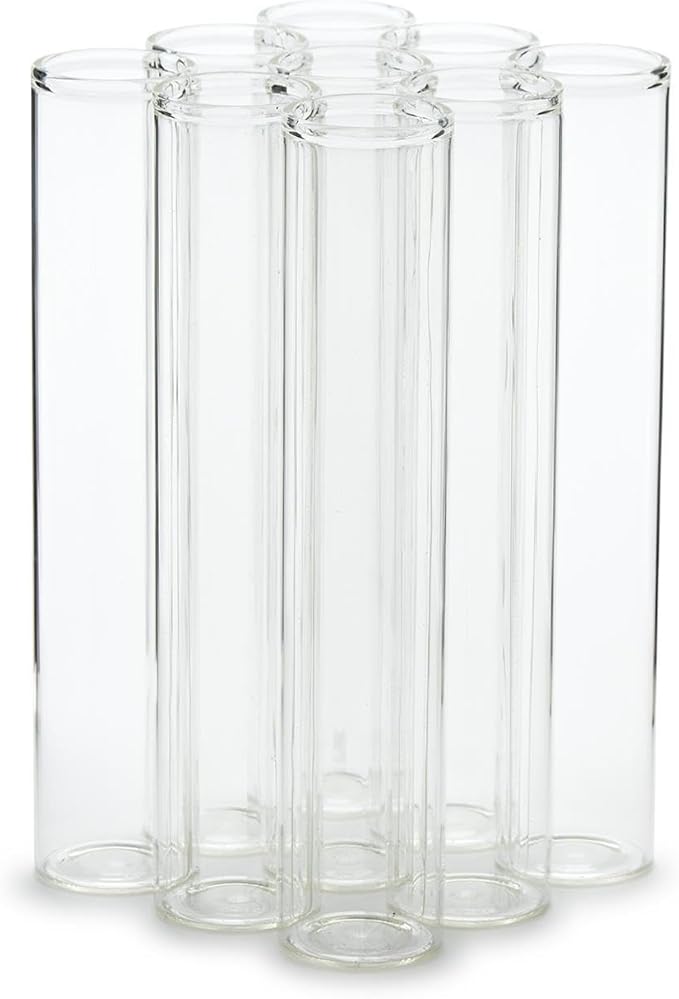 Two's Company Connected Tube Flower Vase, 6-Inch, Glass, Clear, Set of 9