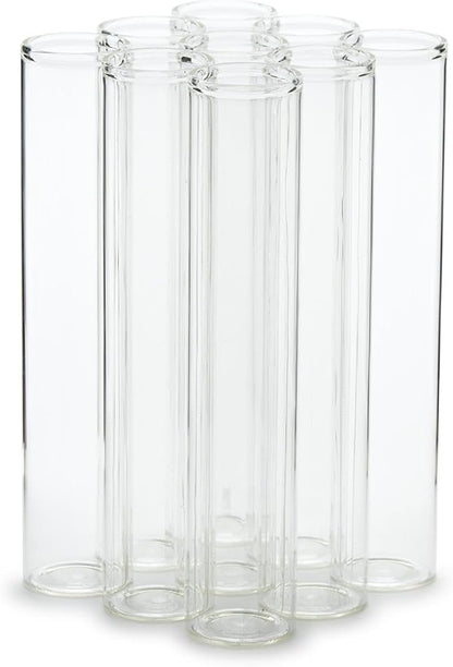 Two's Company Connected Tube Flower Vase, 6-Inch, Glass, Clear, Set of 9