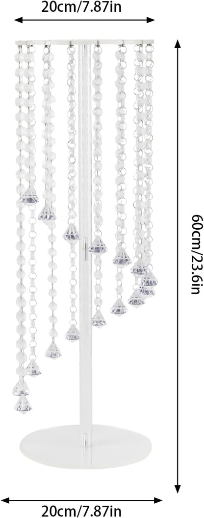 10 Pcs 23.6 Inch Acrylic Crystal Flower Stands, Tall Wedding Centerpieces for Tables with Crystal Chains, Clear Modern Flower Vase Stands for Party Event Home Hotel Decor