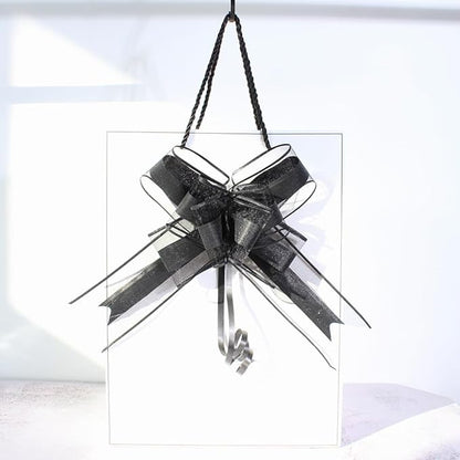 WEWILUCK Large Black Gift Bows - Perfect bows for Gift Wrapping,Big Pull Gift Wrap Bows for Man Present Decoration Birthdays Holiday Valentines Day and More(8 inches, 10PCS)