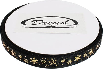 Gold Printing Snowflake Grosgrain Ribbon 25 Yard Each Roll 100% Polyester Woven Edge (3/8", Black)