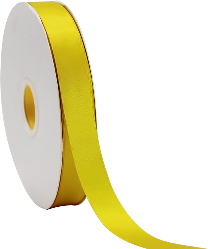 Flower Boutique Satin Ribbon - 1 inch, 25mm, 100 Yards - Yellow Double Faced Silk Bow Ribbon for Christmas, DIY Crafts, Hair Headband, Wedding Decorations