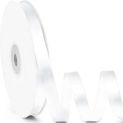3/8" x 50 Yards Satin Ribbon - White Silk Ribbon with Spool - Ideal for Gift Wrapping, Floral Bouquets, Crafts, Wedding Party Decorations, Christmas and Sewing Projects
