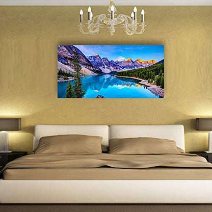 Wall Art Lake Mountain Landscape Picture Print Canvas Wall Art for Living Room Bedroom, Modern Giclee Artwork Home Decor Stretched and Framed Ready to Hang, Waterproof Artwork -24x48inches