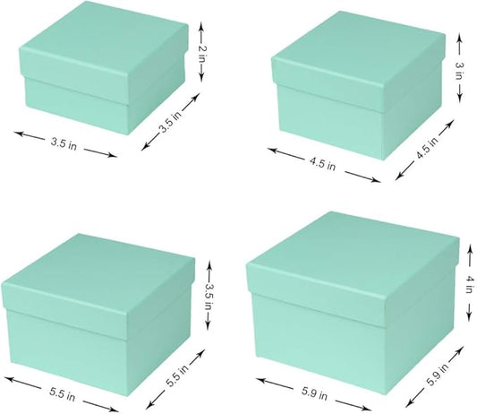 Briful Square Gift Boxes with Lids Set of 4 Teal Green Gift Box Assorted Sizes Nesting Gift Boxes for Presents Birthday Bridesmaid Wedding Valentines Christmas Party Favor Boxes