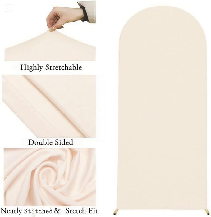 Beige 6.6 FT Arch Backdrop Cover, Beige Wedding Arch Cover 6.6 FT,Chiara Backdrop Covers for Party Decor