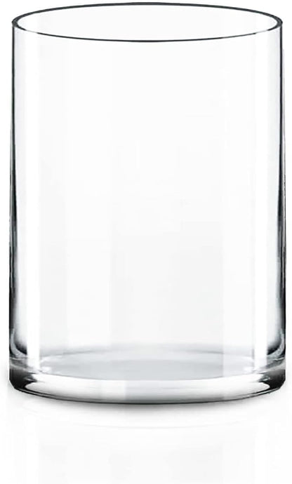 CYS EXCEL Cylinder Clear Glass Vase (H:8" D:6") | Multiple Size Choices Glass Flower Vase Centerpieces | Hurricane Floating Candle Holder Vase