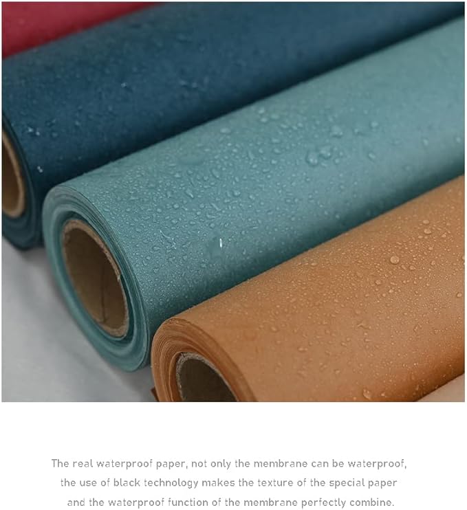 FWSA WRAPS Blue Korean Floral Wrapping Paper Rolls for Bouquet Waterproof Thick Gift Box Packaging, DIY Craft Decorative Paper 23.23 x 288 inches (Color 7 (Light Blue))