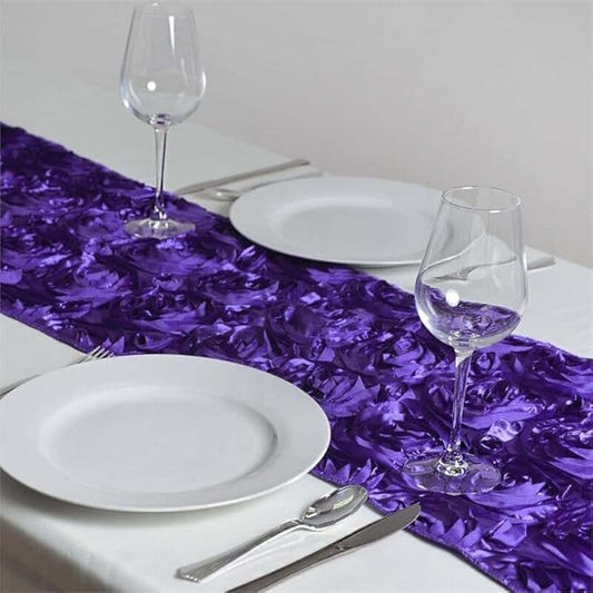 Efavormart Wonderland Rosette Premium Table Runners for Weddings Party Banquets Decor Fit Rectangle and Round Table - Purple