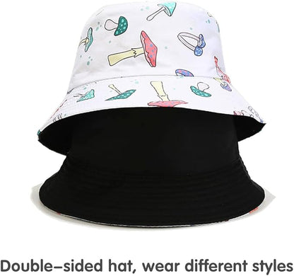 Malaxlx Unisex Bucket Hat Beach Sun Hat Aesthetic Fishing Hat for Men Women Teens, Reversible Double-Side-Wear