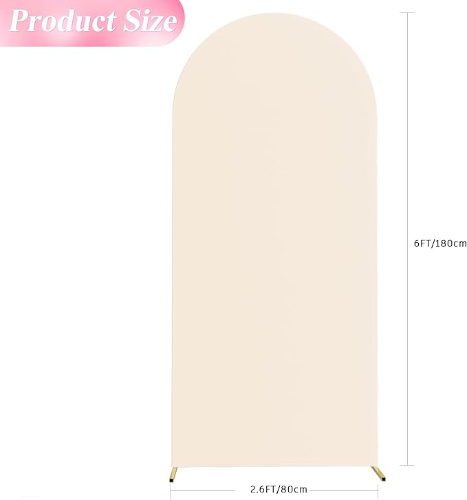 Wokceer 6FT Wedding Arch Backdrop Cover Spandex Fitted Beige Arch Covers Round Top Chiara Arches Cover for Wedding Birthday Party Ceremony Banquet Decoration