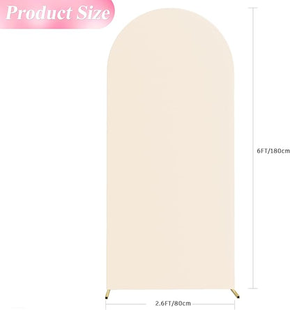Wokceer 6FT Wedding Arch Backdrop Cover Spandex Fitted Beige Arch Covers Round Top Chiara Arches Cover for Wedding Birthday Party Ceremony Banquet Decoration