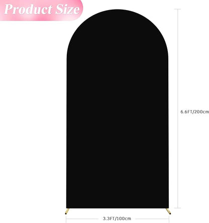 Wokceer 6.6FT Wedding Arch Backdrop Cover Spandex Fitted Black Wedding Backdrop Stand Covers Round Top Chiara Arch Cover for Birthday Party Ceremony Banquet Decoration