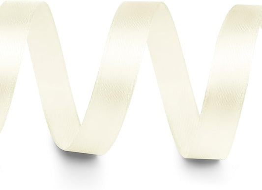 3/8" x 25 Yards Satin Ribbon, Ivory Silk Ribbon Ideal for Gift Wrapping, Floral Bouquets, Crafts, Wedding Party Decorations, Christmas and Sewing Projects