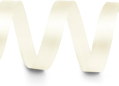 3/8" x 50 Yards Satin Ribbon - Ivory Silk Ribbon with Spool - Ideal for Gift Wrapping, Floral Bouquets, Crafts, Wedding Party Decorations, Christmas and Sewing Projects