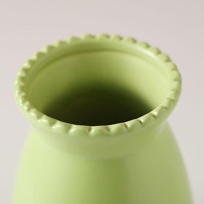 hjn Green Flower Vase – Minimalist Ceramic Vase, Decor Vases for Flowers/Centerpieces/Table/Office/Living Room/Bookshelf/Mantel-(Green)